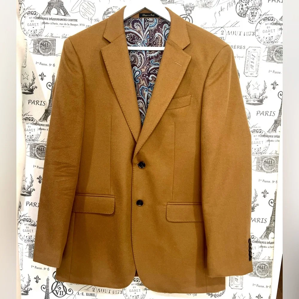 Louis Vitello Camel Cashmere Wool Blazer Sport Coat 38R Italy - Picture 9 of 14